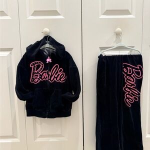 Barbie Black and Pink Velour Hoodie 6x